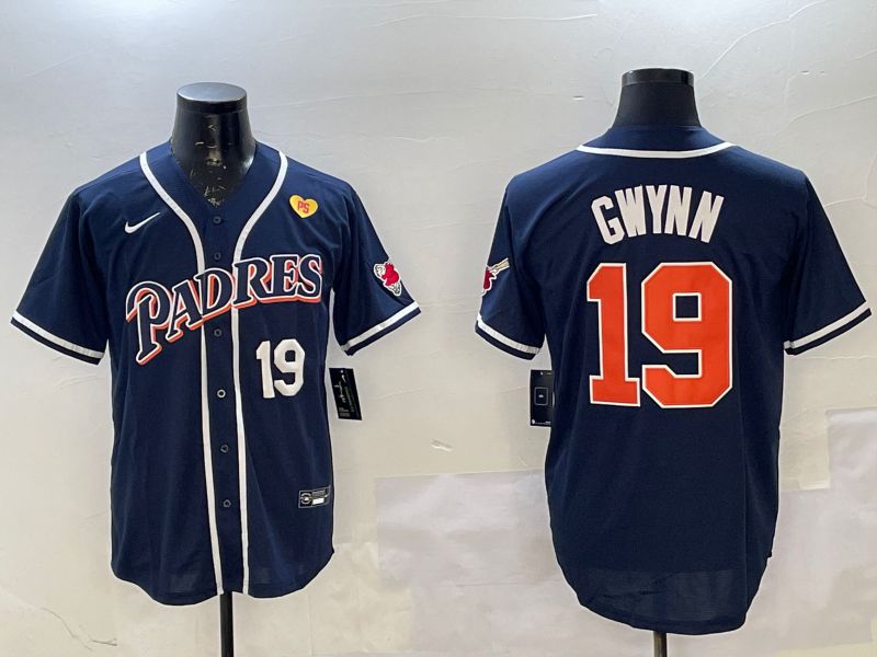 Men San Diego Padres #19 Gwynn Blue Throwback Game 2025 Nike MLB Jersey style 8